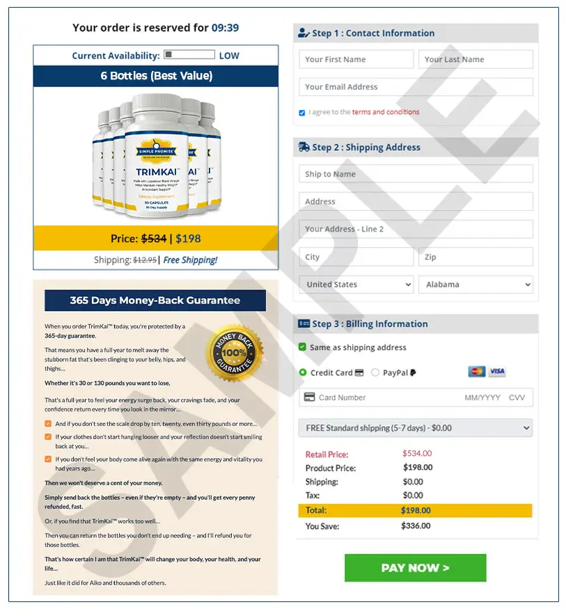 Secure checkout page preview