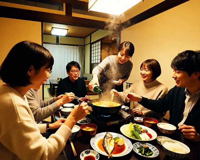 Japanese couple enjoying a full meal while staying slim